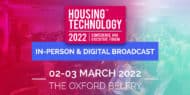 Image of Housing Technology 2022 logo with text saying in person and digital broadcast 2-3 March 2022
