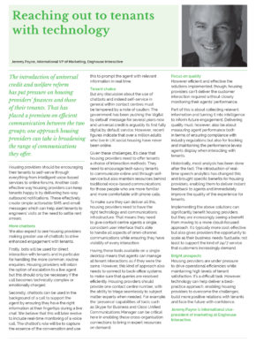Article from Housing Technology magazine issue 71 Reaching Out to Tenants with Technology by Jeremy Payne iAs international vice-president of marketing at Enghouse Interactive