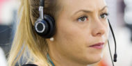 Woman talking on a headset